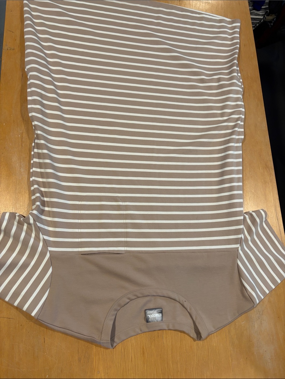 Striped Short Sleeve Tee in Taupe Tan & Cream Thicker Weight